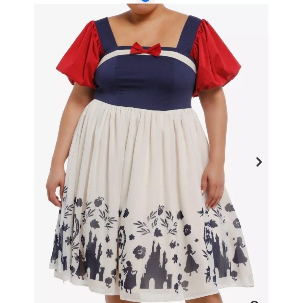 Disney Her Universe Snow White Retro Puff Sleeve Dress NWT Navy Red Cream Sz 5X - Picture 7 of 16